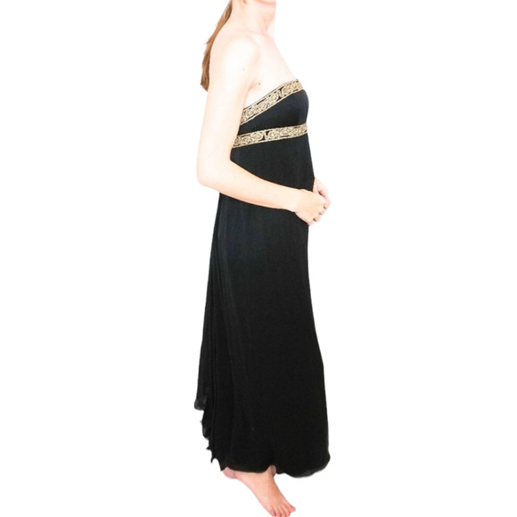 Marchesa Notte Women's Silk Formal Strapless Goddess Gown Size 8 Black/Gold - Picture 4 of 11